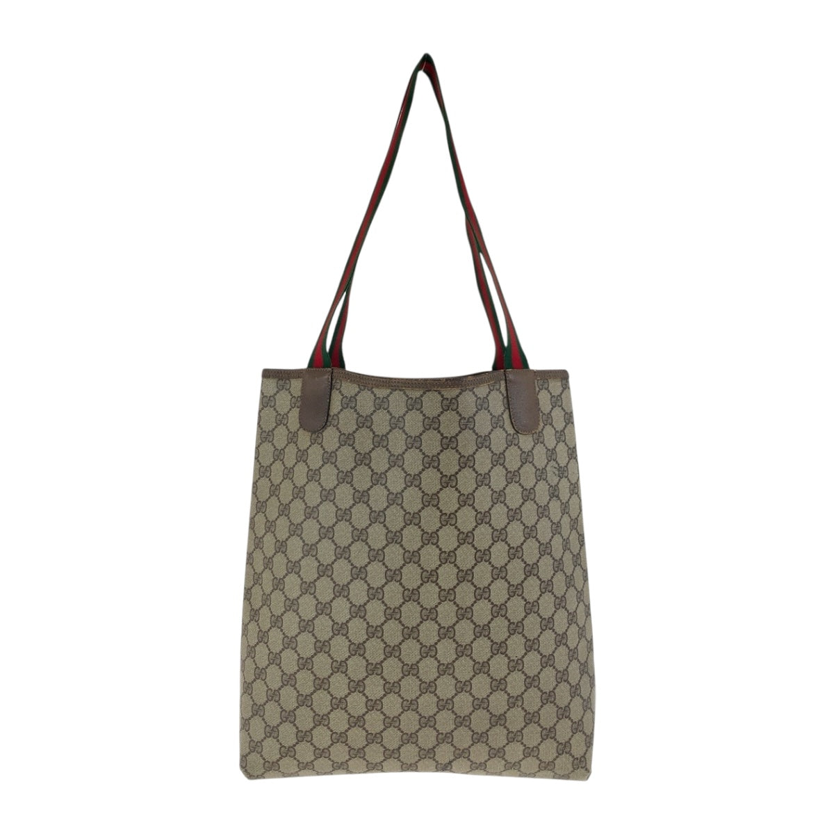 GUCCI Tote Bag 39 02 003 GG Supreme Canvas Beige red green Old Gucci Shelly Line