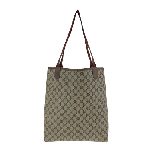 GUCCI Tote Bag 39 02 003 GG Supreme Canvas Beige red green Old Gucci Shelly Line