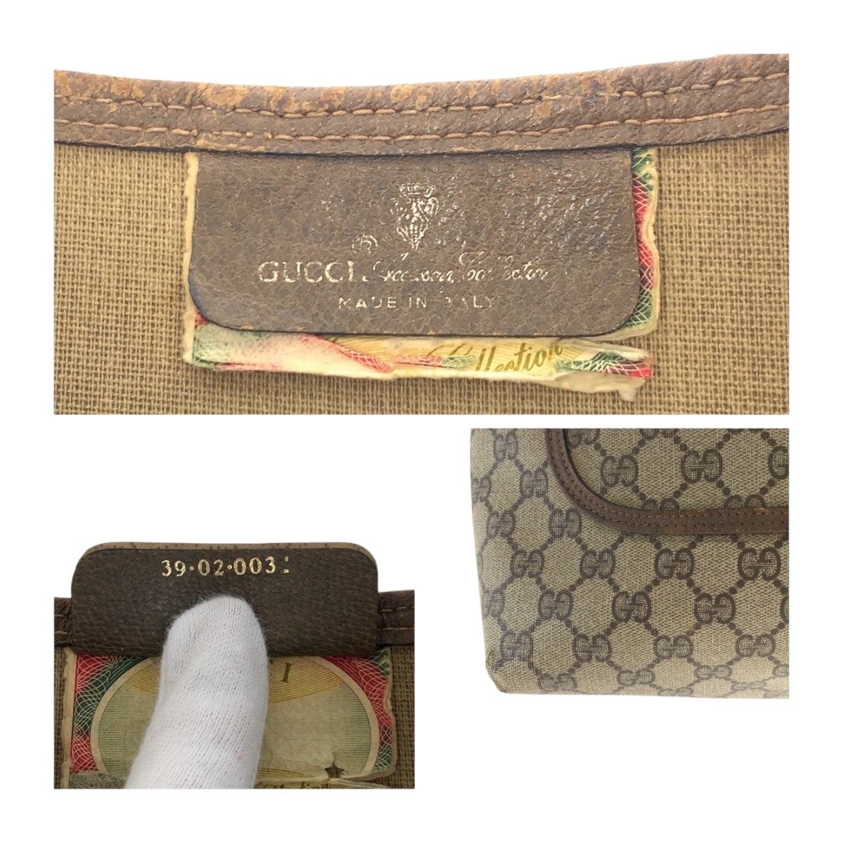 GUCCI Tote Bag 39 02 003 GG Supreme Canvas Beige red green Old Gucci Shelly Line