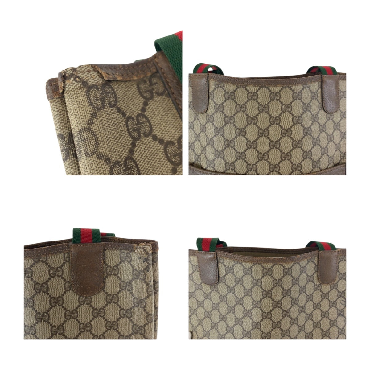 GUCCI Tote Bag 39 02 003 GG Supreme Canvas Beige red green Old Gucci Shelly Line