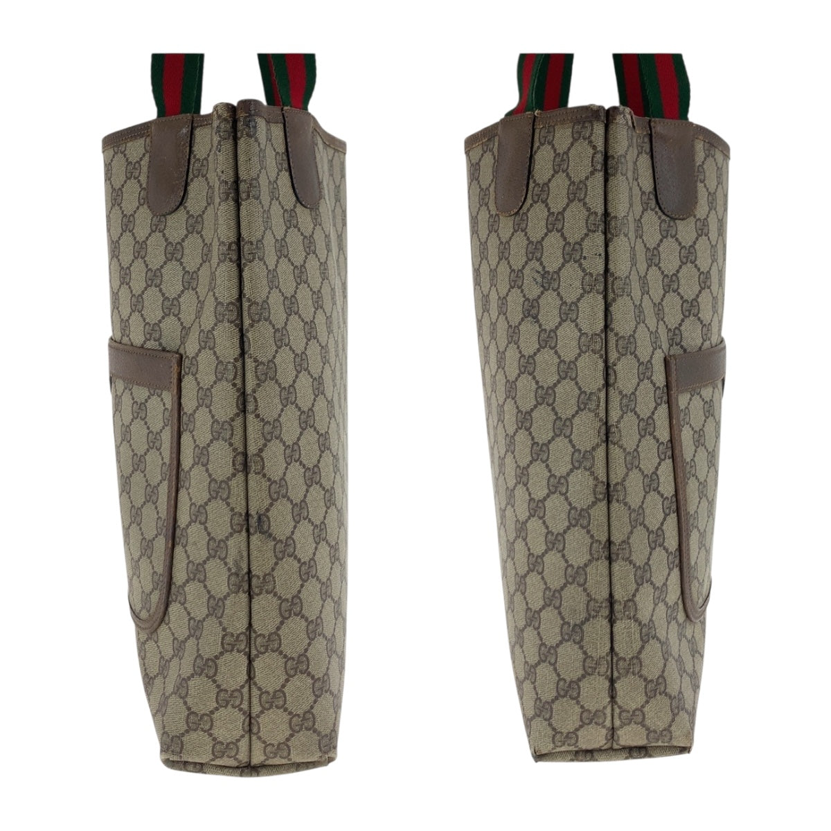 GUCCI Tote Bag 39 02 003 GG Supreme Canvas Beige red green Old Gucci Shelly Line