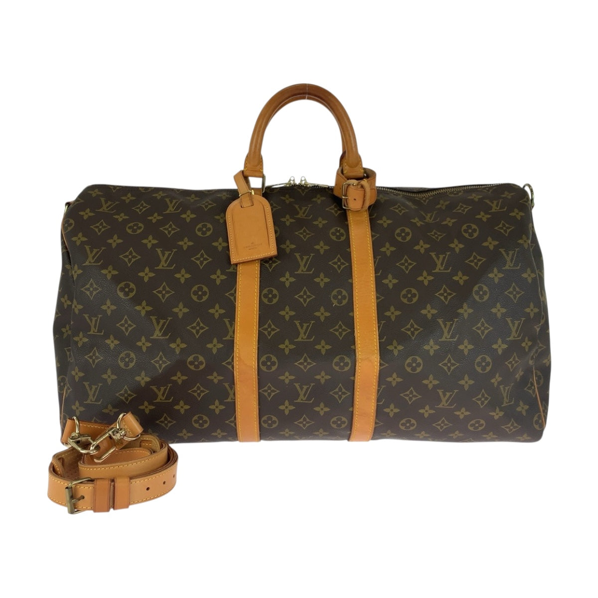 LOUIS VUITTON Boston Duffel bag M41414 PVC Brown Gold Metal Monogram Keepall bandouliere 55