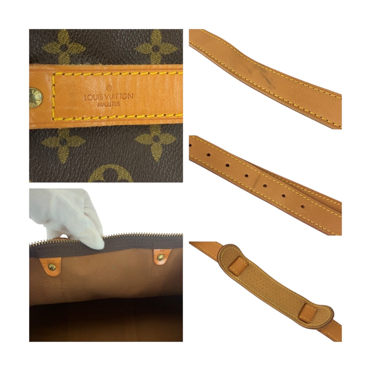 LOUIS VUITTON Boston Duffel bag M41414 PVC Brown Gold Metal Monogram Keepall bandouliere 55