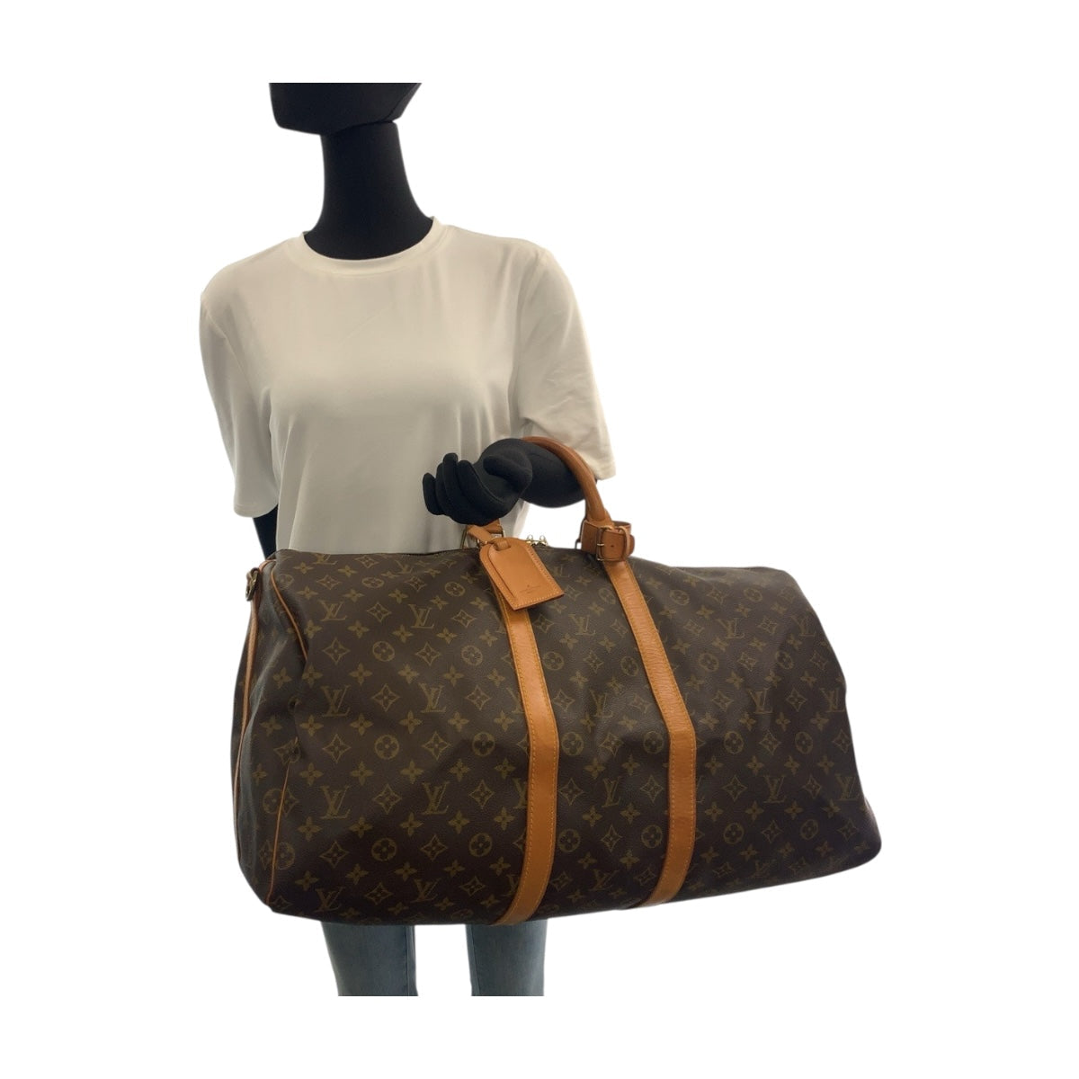 LOUIS VUITTON Boston Duffel bag M41414 PVC Brown Gold Metal Monogram Keepall bandouliere 55
