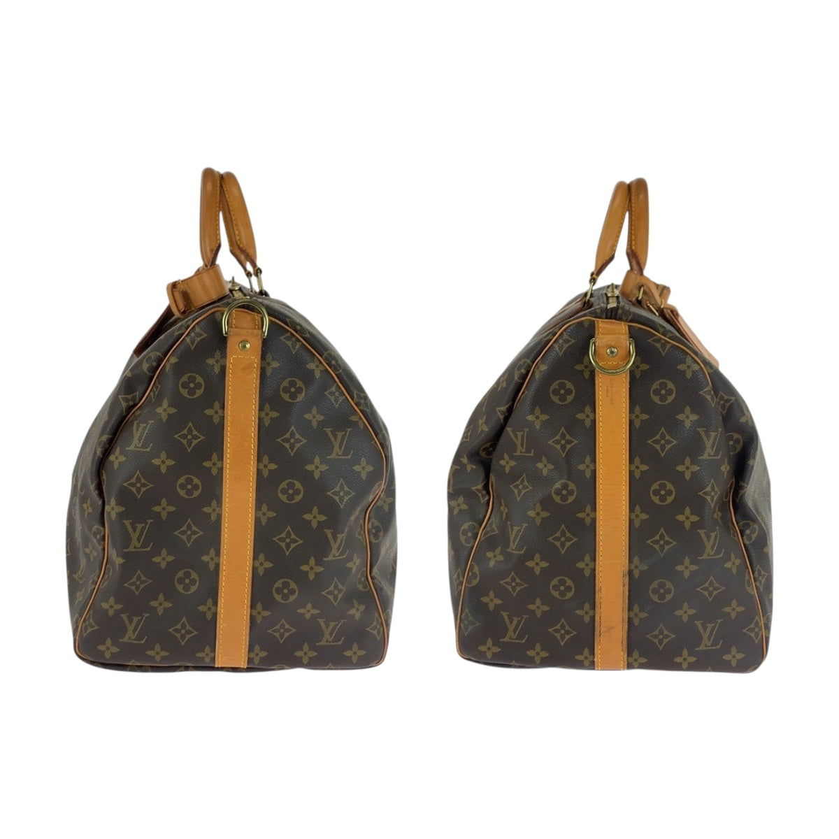 LOUIS VUITTON Boston Duffel bag M41414 PVC Brown Gold Metal Monogram Keepall bandouliere 55