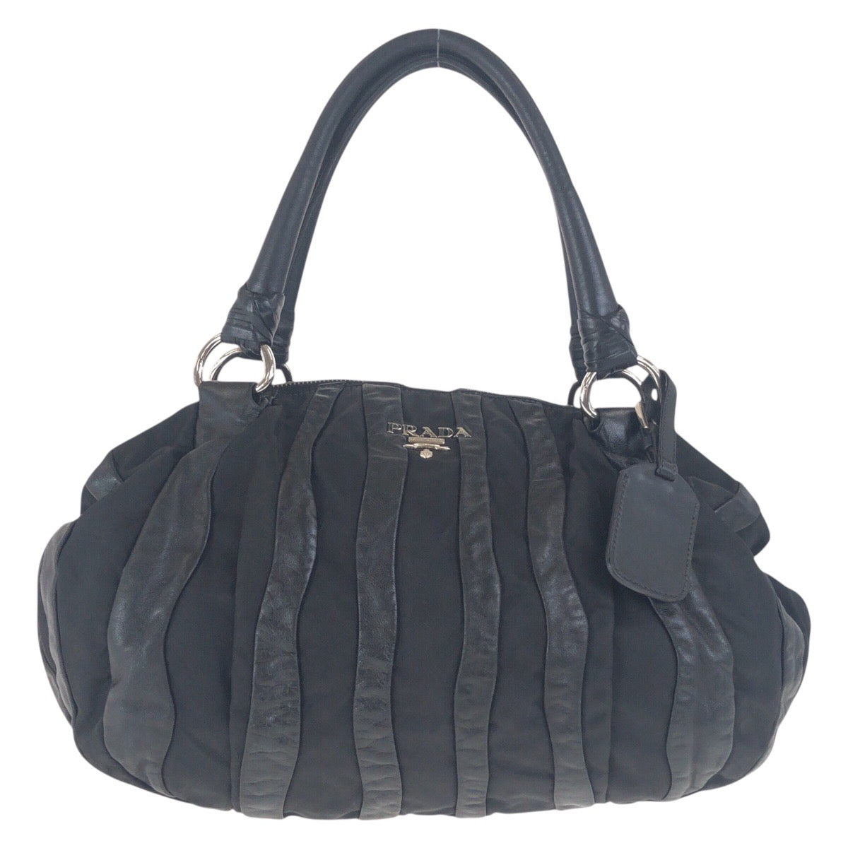 PRADA Shoulder Bag Nylon Black SilverMetal crimson