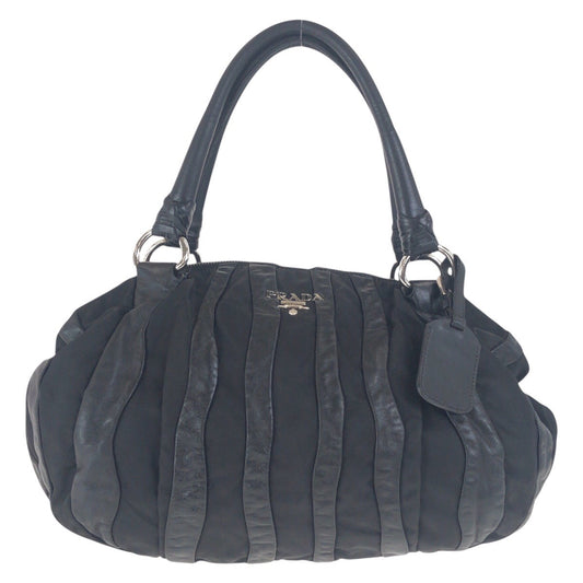 PRADA Shoulder Bag Nylon Black SilverMetal crimson