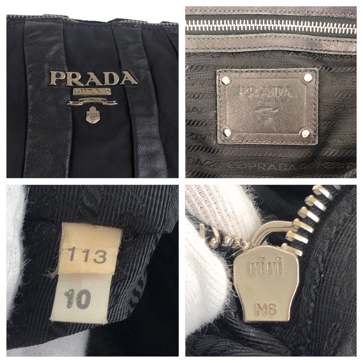 PRADA Shoulder Bag Nylon Black SilverMetal crimson