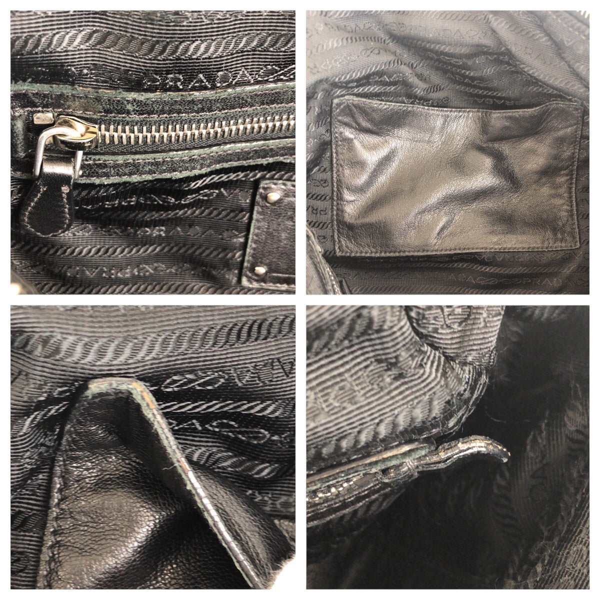 PRADA Shoulder Bag Nylon Black SilverMetal crimson