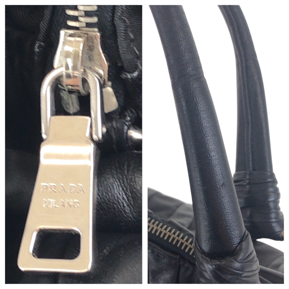 PRADA Shoulder Bag Nylon Black SilverMetal crimson