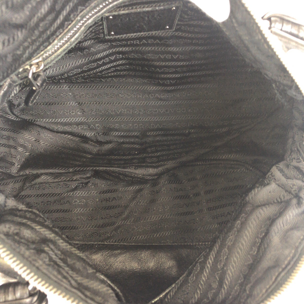 PRADA Shoulder Bag Nylon Black SilverMetal crimson