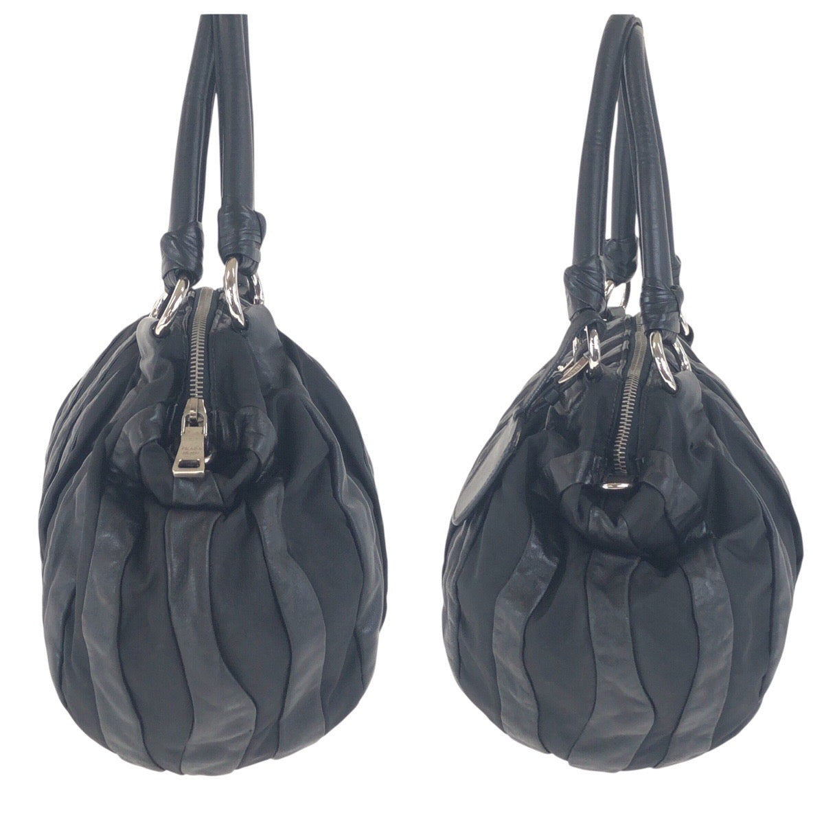 PRADA Shoulder Bag Nylon Black SilverMetal crimson