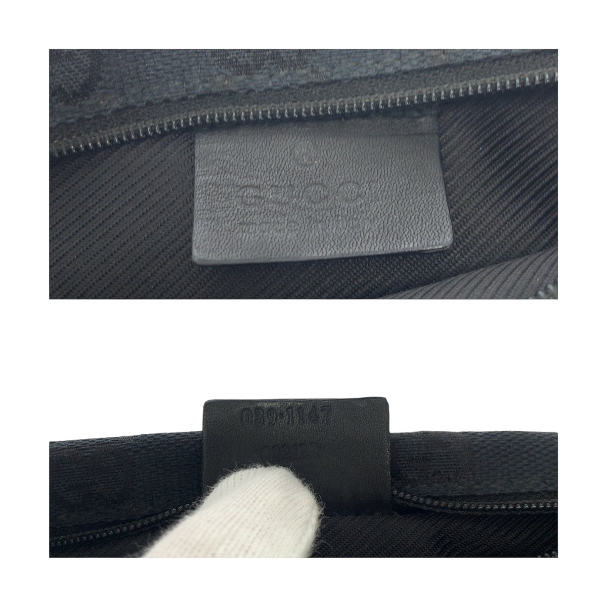 GUCCI Handbag 039 1147 GG canvas Black SilverMetal