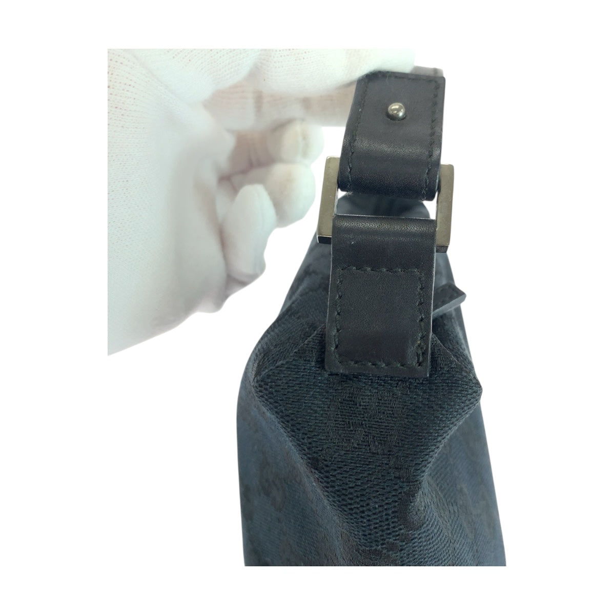 GUCCI Handbag 039 1147 GG canvas Black SilverMetal