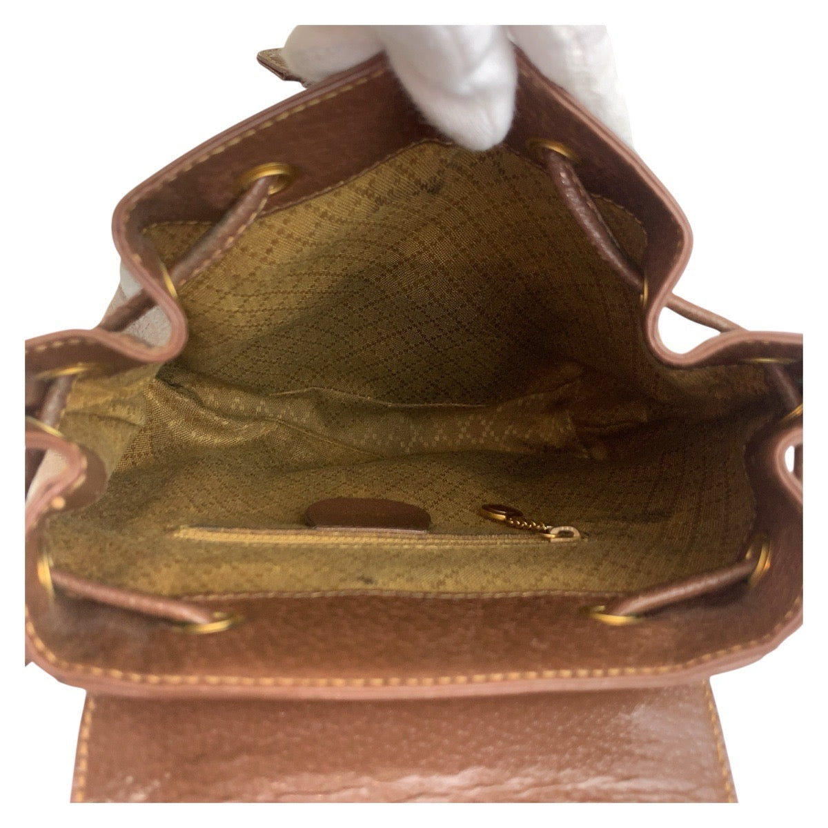 GUCCI Backpack 003 2034 0030 leather Brown Gold Metal Bamboo