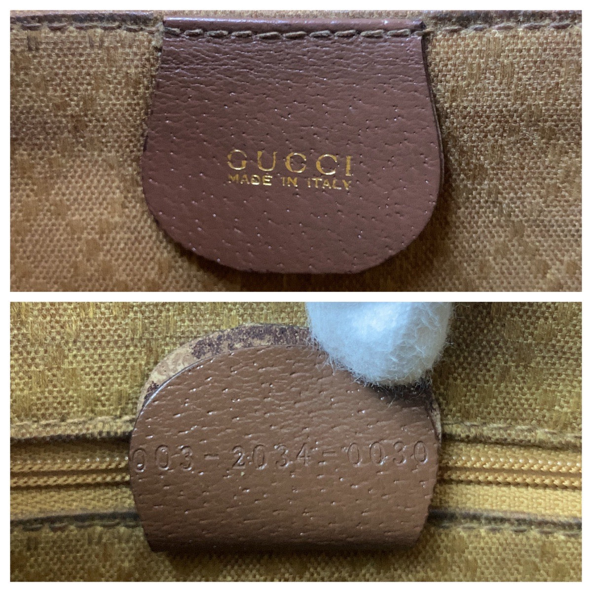 GUCCI Backpack 003 2034 0030 leather Brown Gold Metal Bamboo