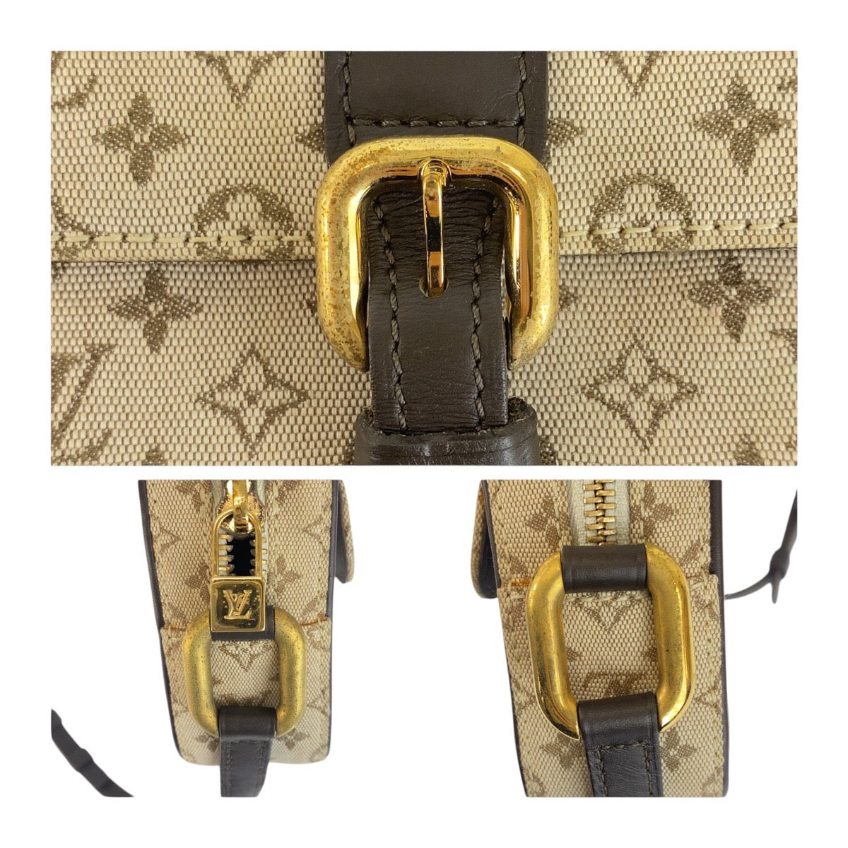 LOUIS VUITTON Shoulder Bag M92218 canvas Beige Brown Gold Metal Monogram mini Juliet