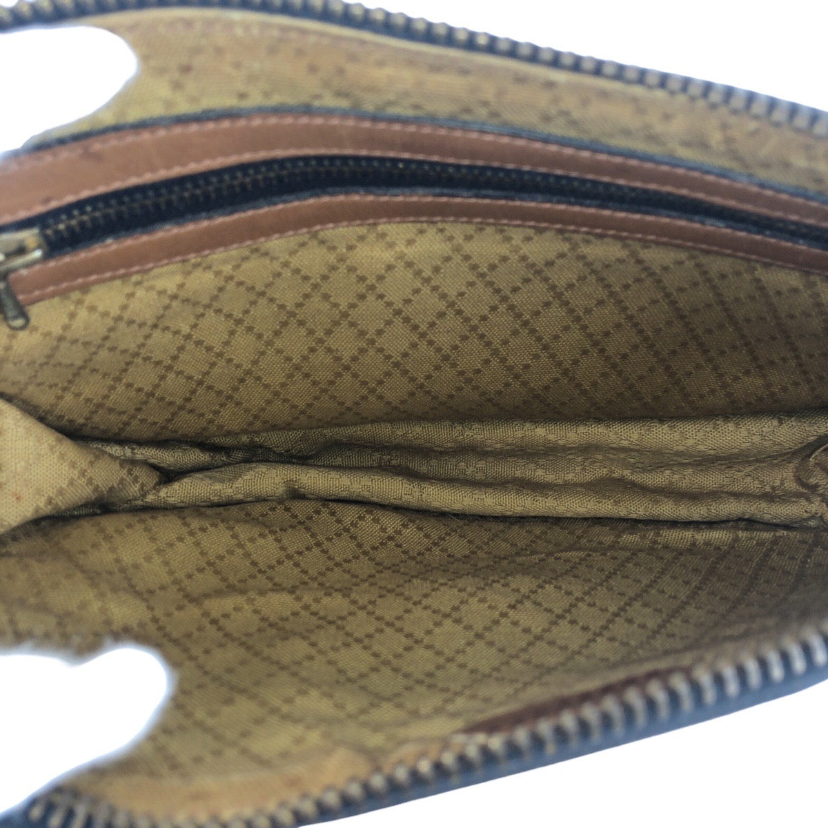 GUCCI Shoulder Bag GG canvas Black Brown Gold Metal Old Gucci Shelly Line