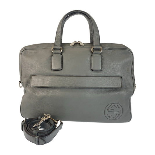 GUCCI Business bag 322057 leather Grey SilverMetal Soho