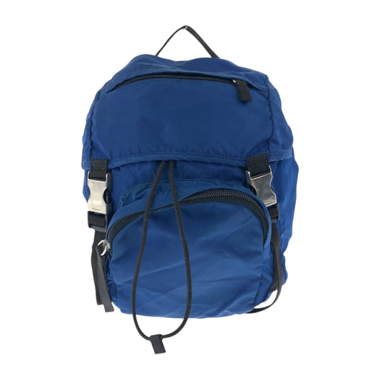 PRADA Backpack Nylon Blue Silver Metal Test Triangle With logo