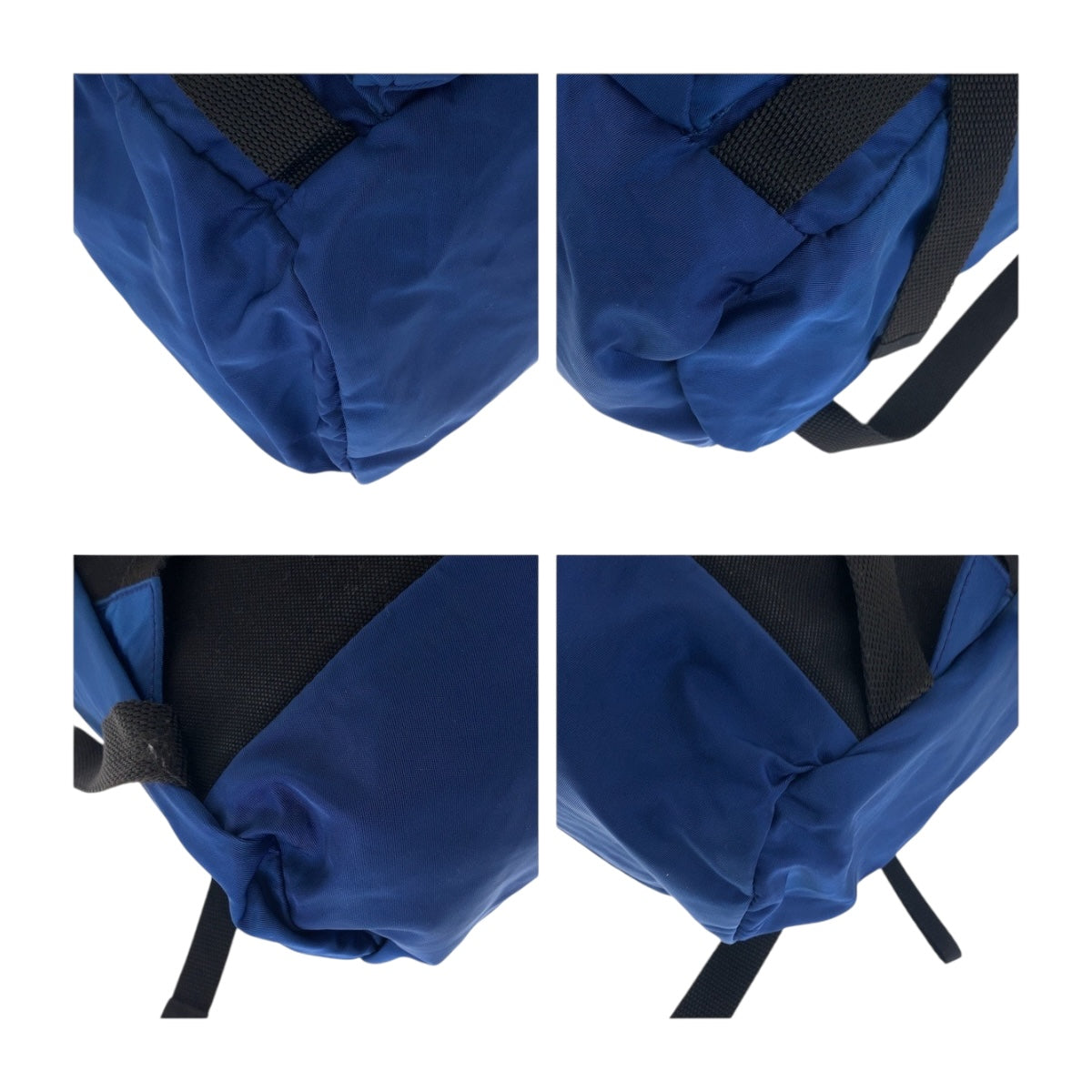 PRADA Backpack Nylon Blue Silver Metal Test Triangle With logo