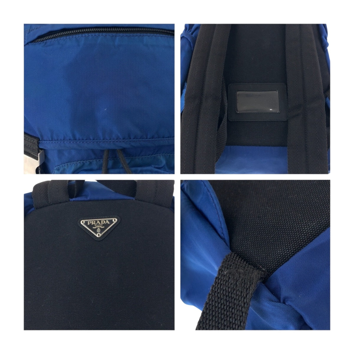 PRADA Backpack Nylon Blue Silver Metal Test Triangle With logo