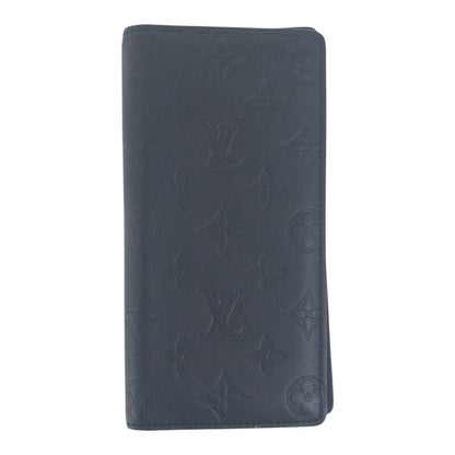 LOUIS VUITTON Long Wallet Purse leather Black black monogram shadow Portefeuille Braza