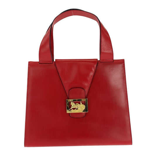 CELINE Handbag 7/02 leather Red Gold Metal Horse Carriage