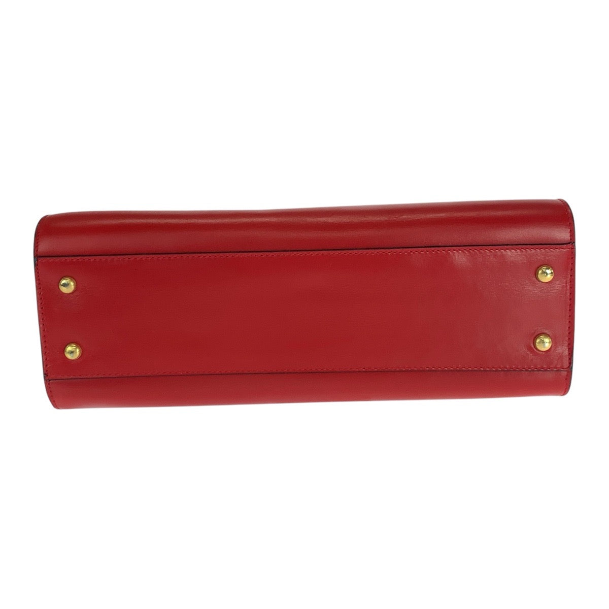 CELINE Handbag 7/02 leather Red Gold Metal Horse Carriage