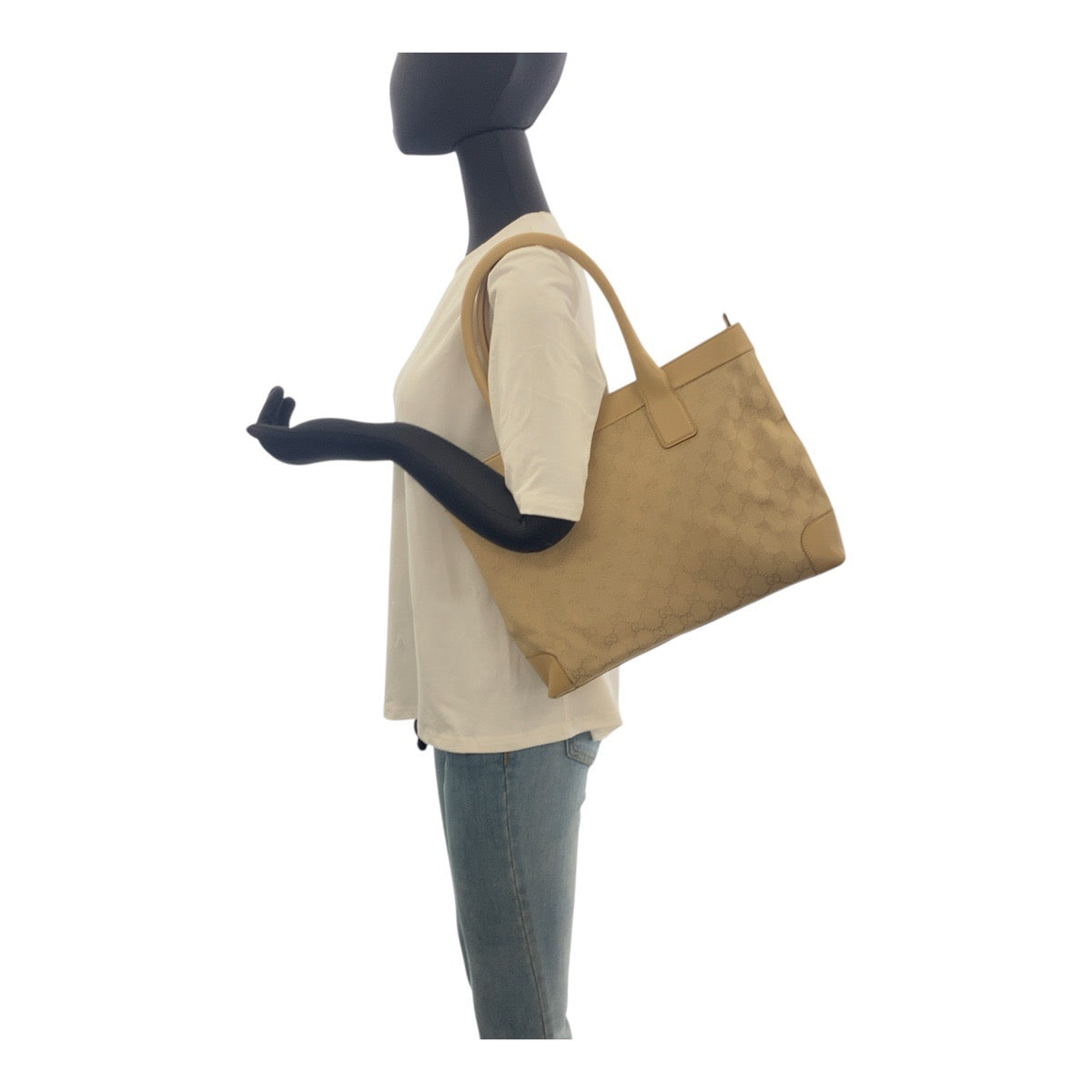 GUCCI Tote Bag 33890 GG canvas Beige Gold Metal