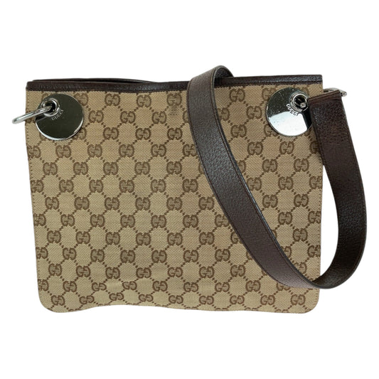 GUCCI Shoulder Bag 120841 GG canvas Brown Silver Metal Eclipse