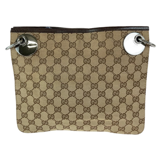 GUCCI Shoulder Bag 120841 GG canvas Brown Silver Metal Eclipse
