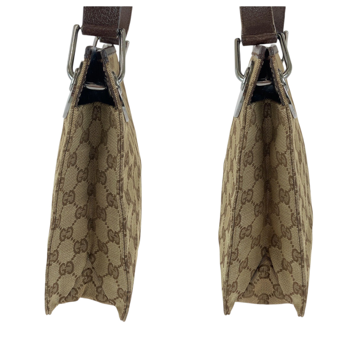 GUCCI Shoulder Bag 120841 GG canvas Brown Silver Metal Eclipse