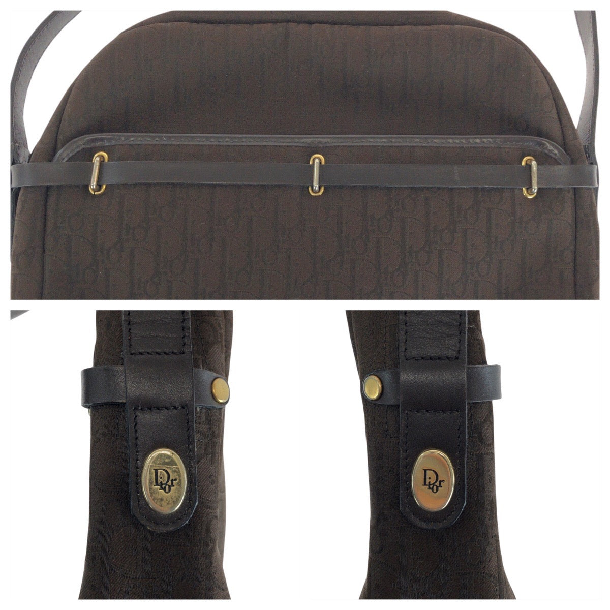 Dior Shoulder Bag canvas Brown Gold Metal Trotter
