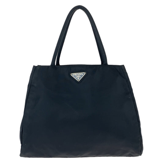 PRADA Tote Bag Nylon Black SilverMetal Test Triangle With logo