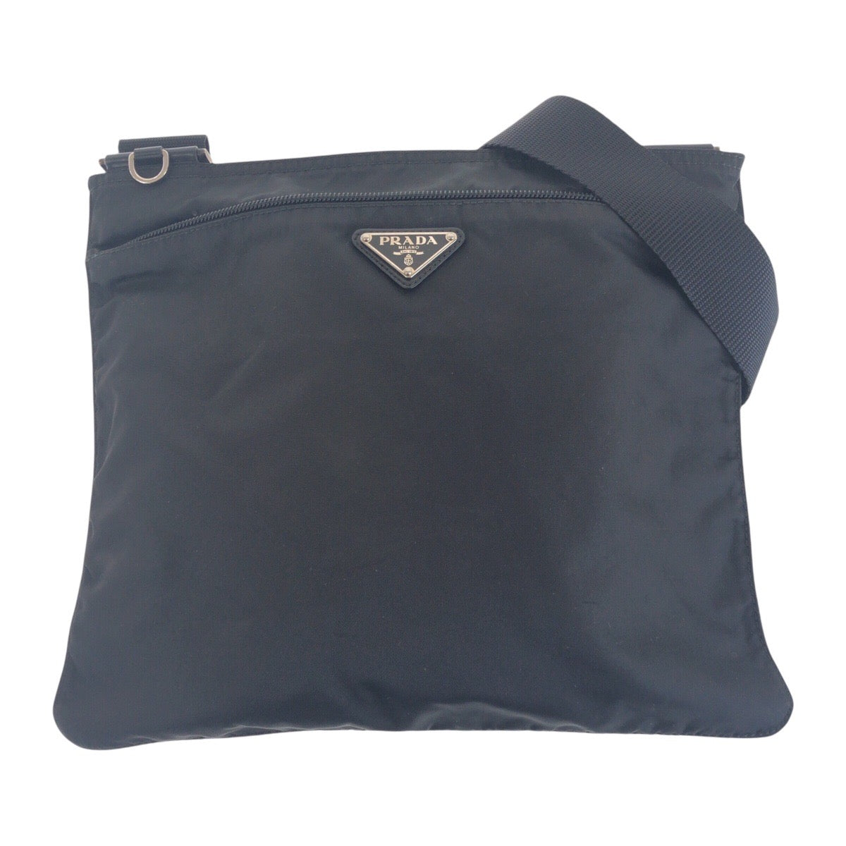PRADA Shoulder Bag Nylon Black SilverMetal Test Triangle With logo