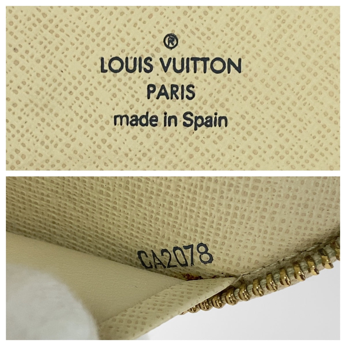 LOUIS VUITTON Long Wallet Purse N60012 PVC White Gray Gold Metal Damier Azur Zippy Organizer