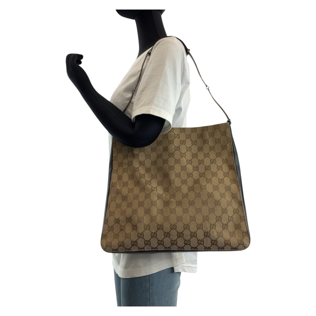 GUCCI Shoulder Bag 001 3181 GG canvas Brown Silver Metal