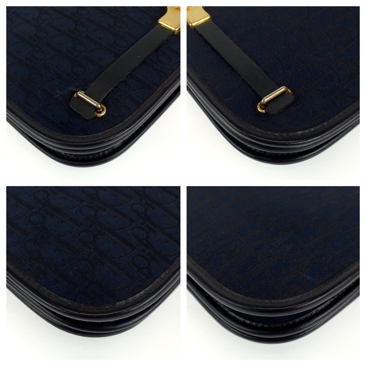 Dior Shoulder Bag canvas Navy Gold Metal Trotter