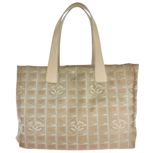 CHANEL Tote Bag canvas Pink Beige SilverMetal New travel line COCO Mark