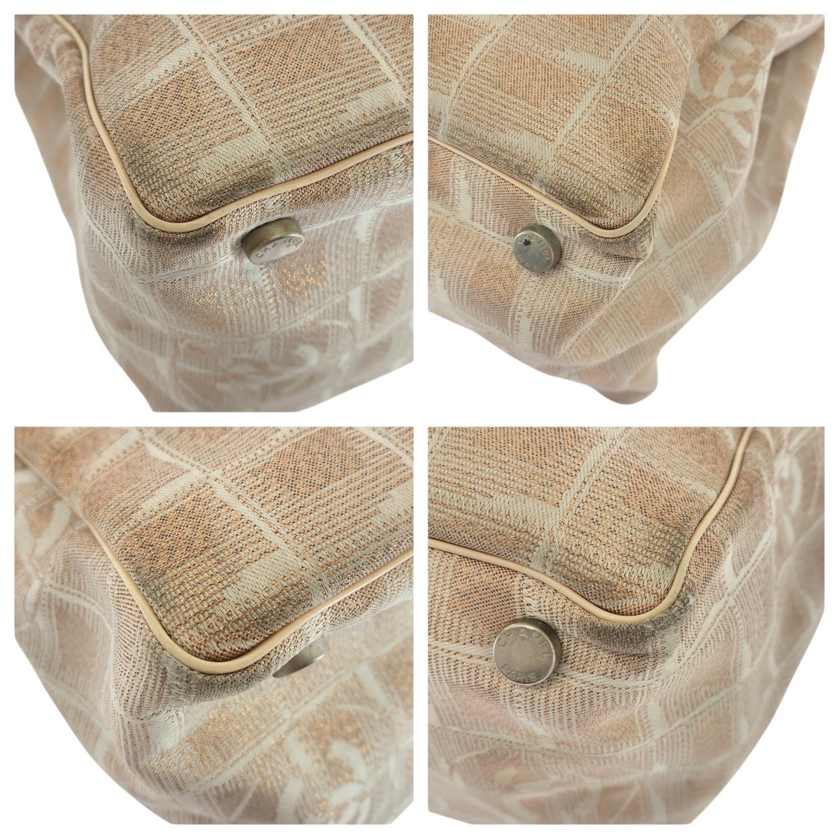 CHANEL Tote Bag canvas Pink Beige SilverMetal New travel line COCO Mark