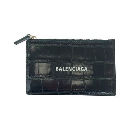 BALENCIAGA Coin case 640535 leather black Croco embossed