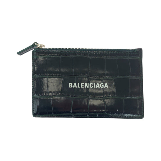 BALENCIAGA Coin case 640535 leather black Croco embossed