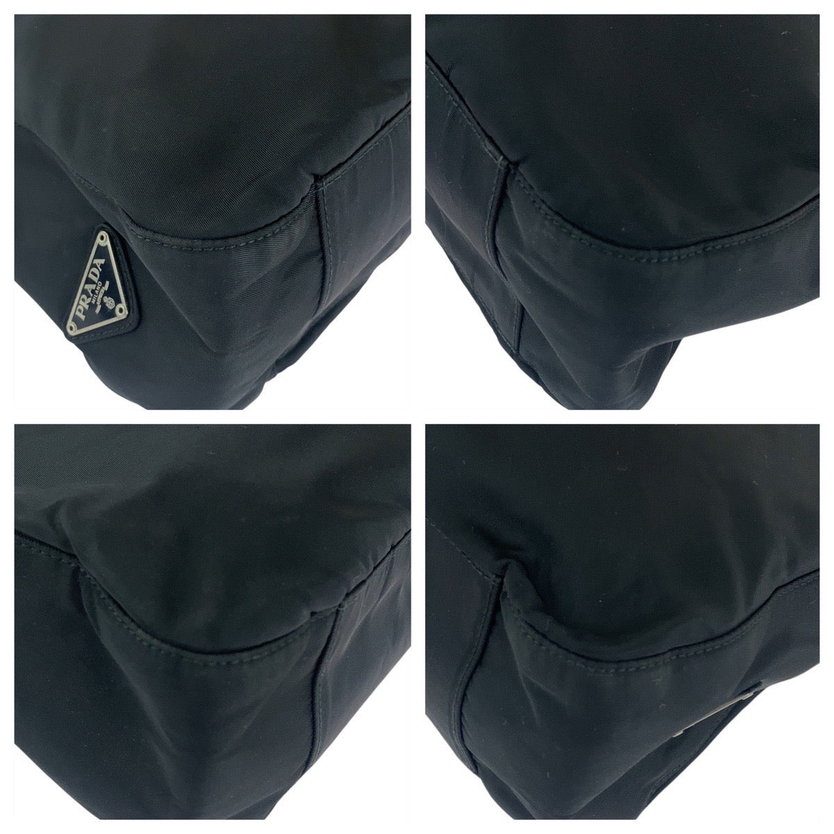 PRADA Tote Bag Nylon Black SilverMetal Test Triangle With logo
