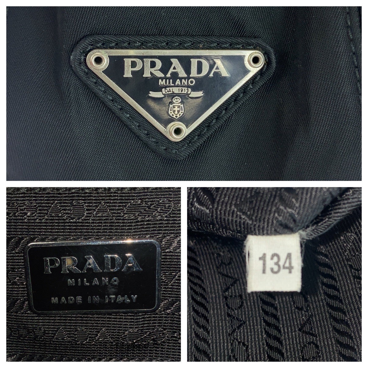 PRADA Tote Bag Nylon Black SilverMetal Test Triangle With logo