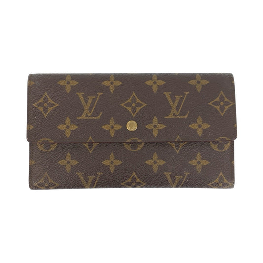 LOUIS VUITTON Long Wallet Purse M61215 PVC Brown Gold Metal Monogram Porte Tresor International