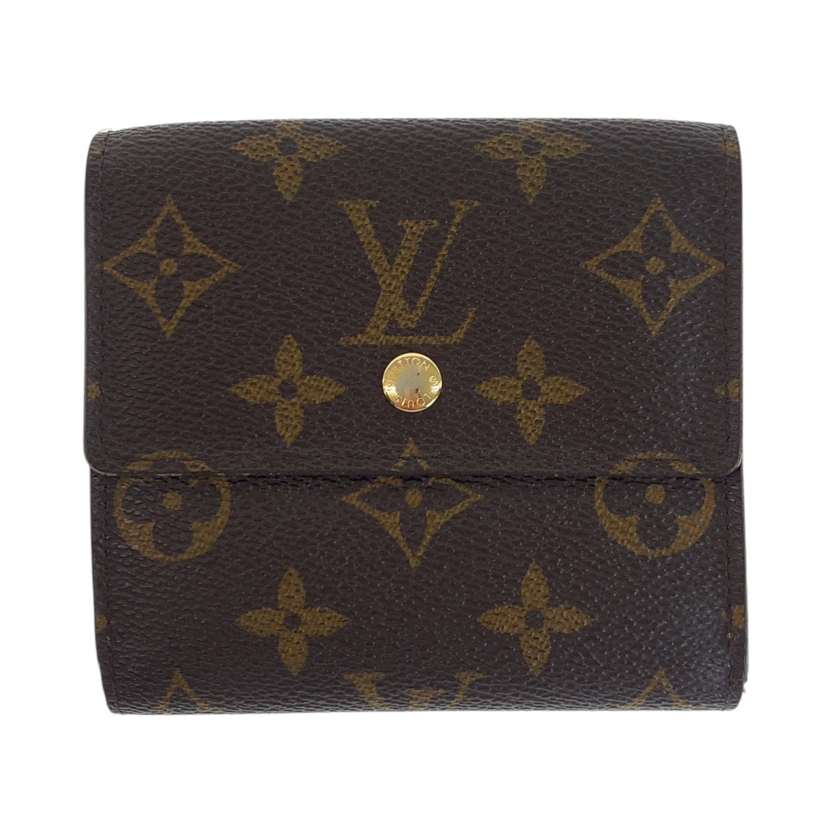 LOUIS VUITTON Tri-fold wallet M61652 PVC Brown Gold Metal Monogram Porte Monnaie Billets Cartes Credit