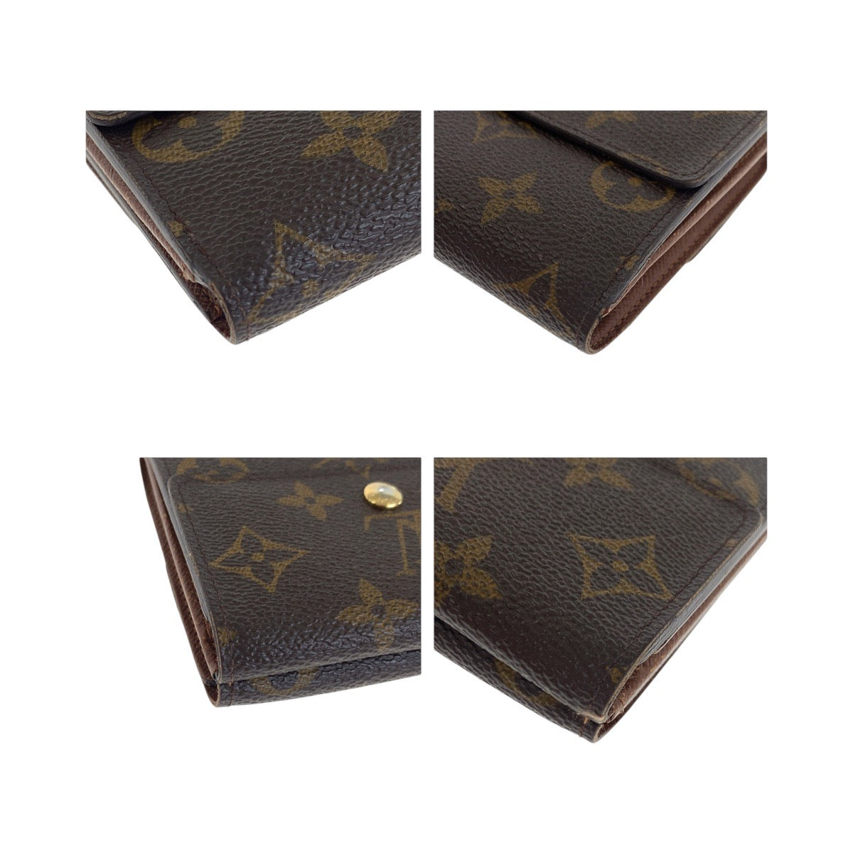 LOUIS VUITTON Tri-fold wallet M61652 PVC Brown Gold Metal Monogram Porte Monnaie Billets Cartes Credit
