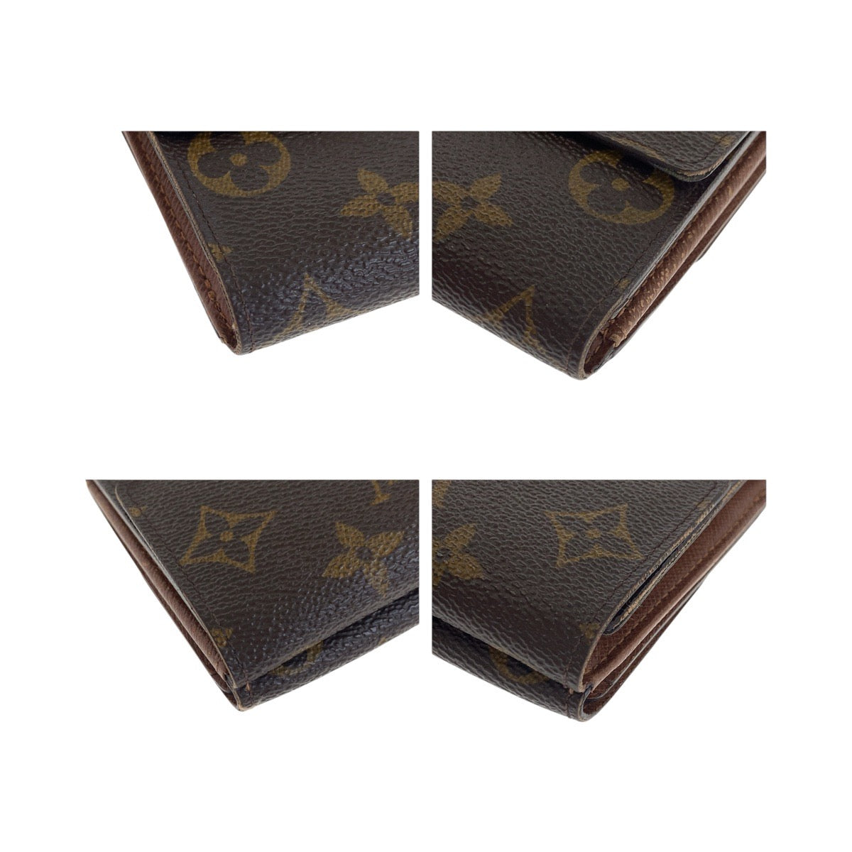 LOUIS VUITTON Tri-fold wallet M61652 PVC Brown Gold Metal Monogram Porte Monnaie Billets Cartes Credit