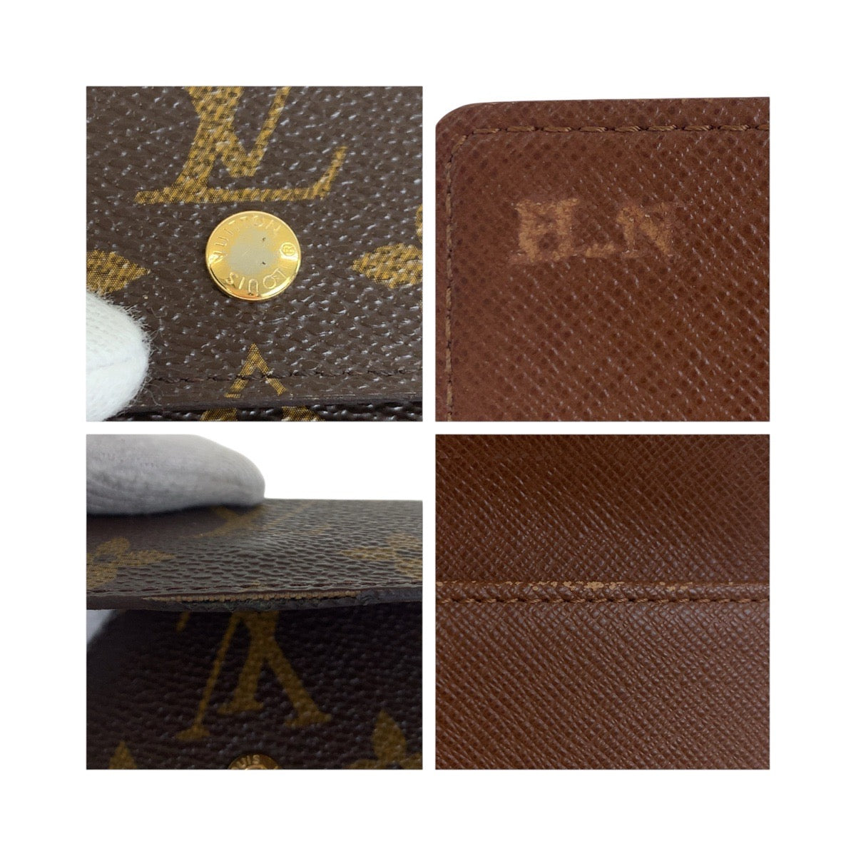 LOUIS VUITTON Tri-fold wallet M61652 PVC Brown Gold Metal Monogram Porte Monnaie Billets Cartes Credit